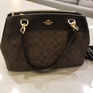 Coach Brooke Carryall Brown Black Shoulder Cross